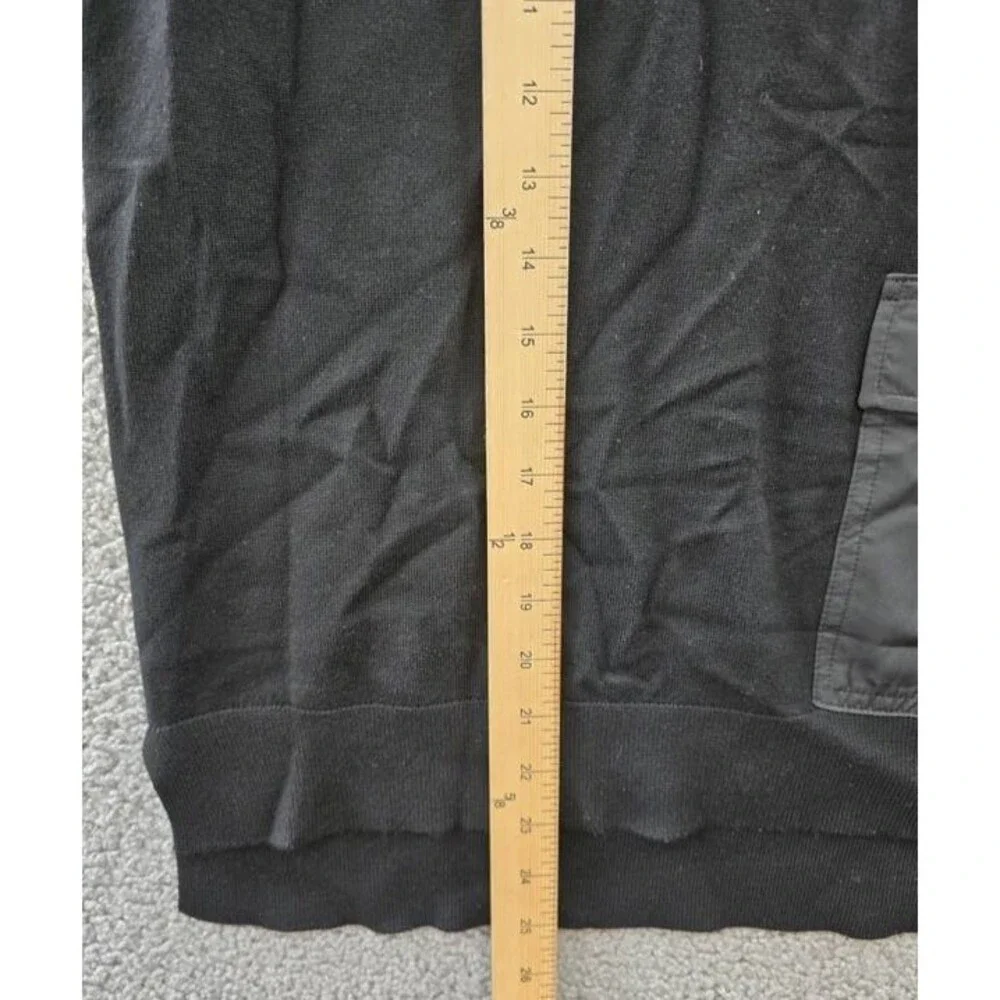 DKNY Cargo Sweater Women's M Black Front Flap Pocket Crewneck Pullover Style